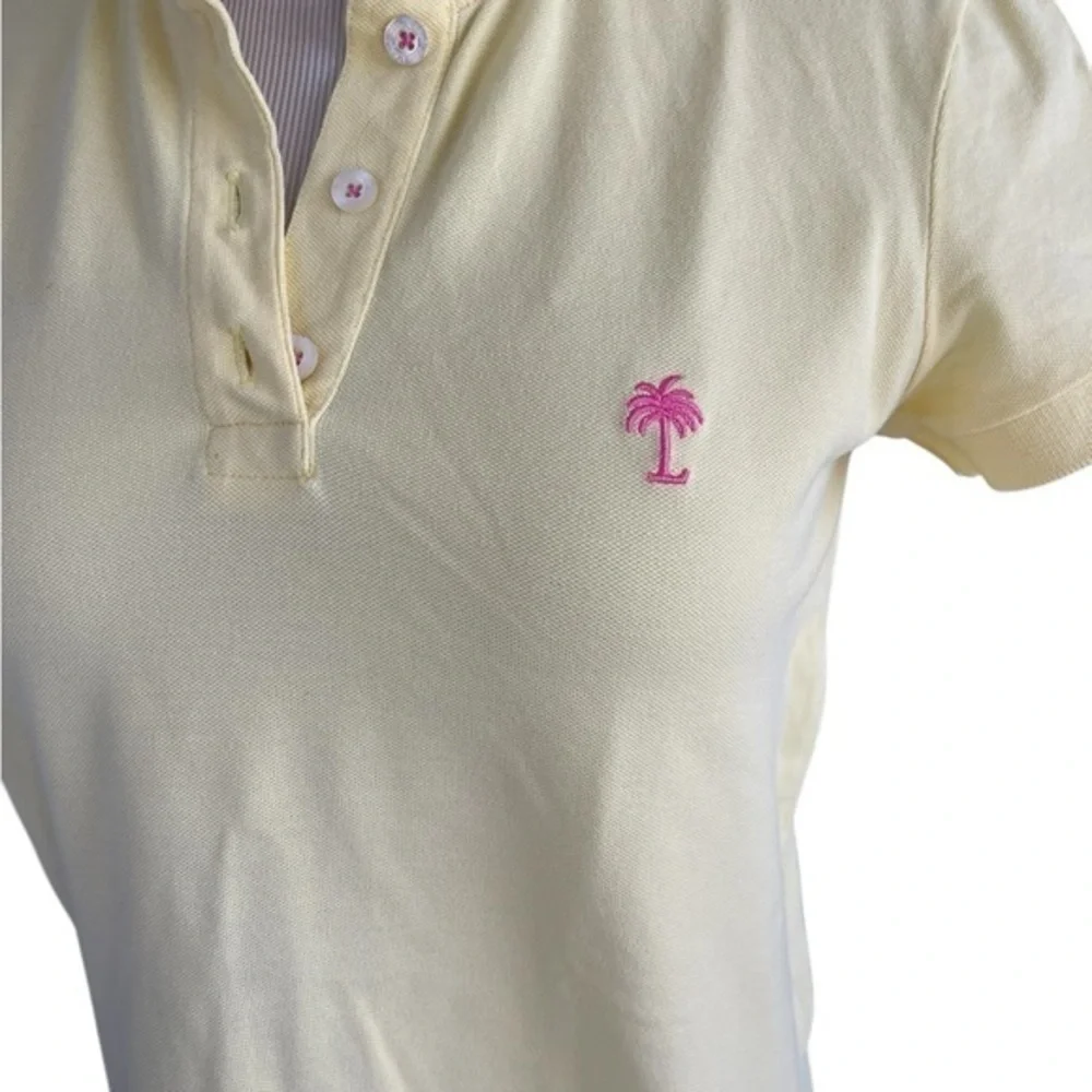 LILLY PULITZER Island Polo Yellow Pink Short Sleeve Preppy Shirt Size Small - Picture 3 of 8